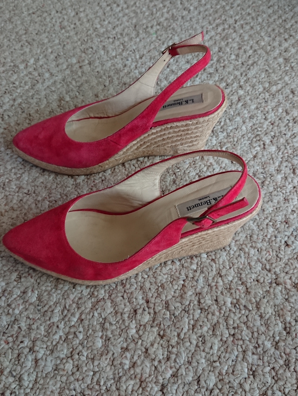 LK Bennett Bethany red Suede Pointed Slingback espadrille size 9 - Picture 4 of 13